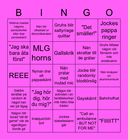 Team Microdick Bingo Card