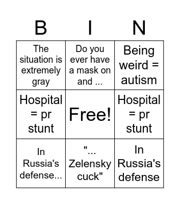 Cam's Hot Takes Bingo Card