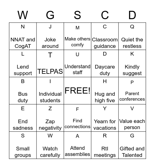 It's Our Time! Bingo Card
