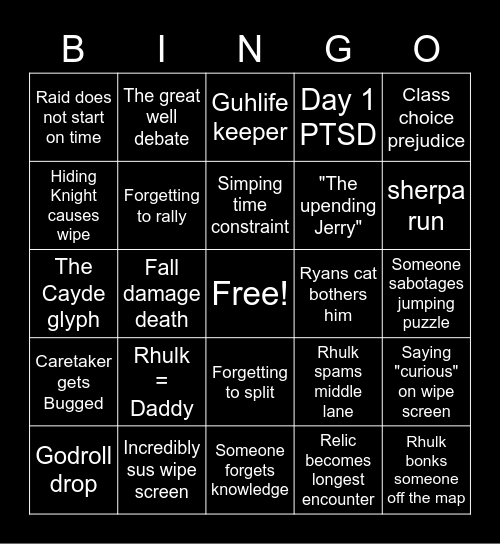 Vow of the Disciple Bingo Card