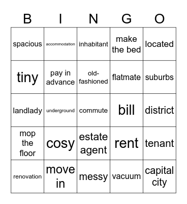 UNIT 2 VOCABULARY Bingo Card