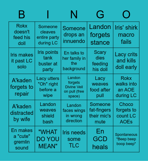 TEA Scuffs Bingo :D Bingo Card