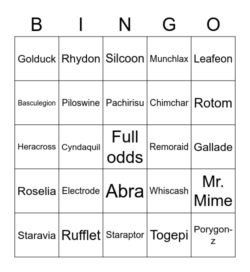 Shiny bingo Card