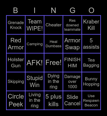 APEX Bingo Card