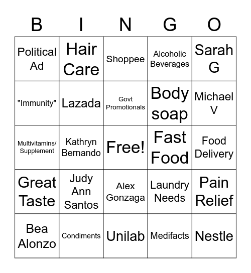 Commercial Bingo Card