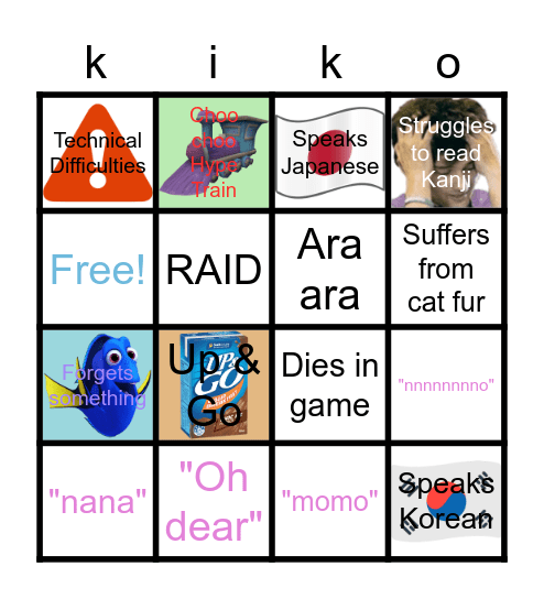 Kiko bingo Card