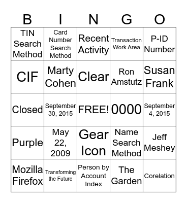 Blackout Bingo Card