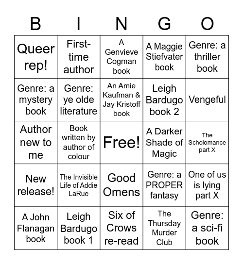 TBR Bingo Card