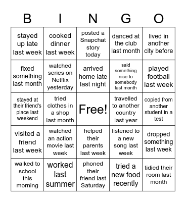 Find someone who Bingo Card