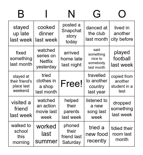 Find someone who Bingo Card