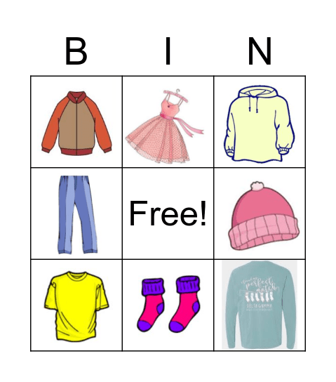 CLOTHES Bingo Card