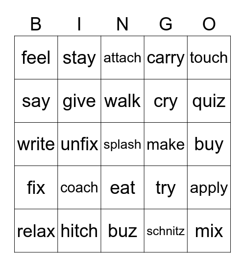 SIMPLE PRESENT Bingo Card