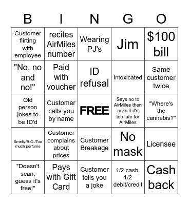 NSLC Sunday Bingo Card