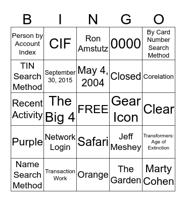 Blackout Bingo Card