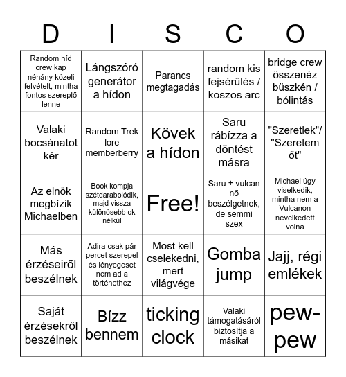 Disco bingo Card