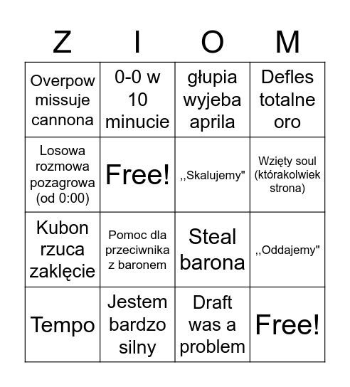 Play-off internaZiomale Bingo Card