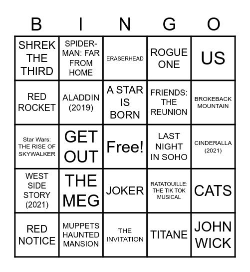 MOVIES CAVIN LOVES SO MUCH HE CAN'T CONTROL HIMSELF Bingo Card