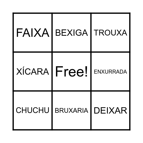 Português Bingo Card