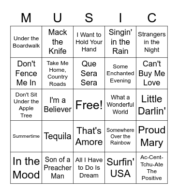Music Bingo Card