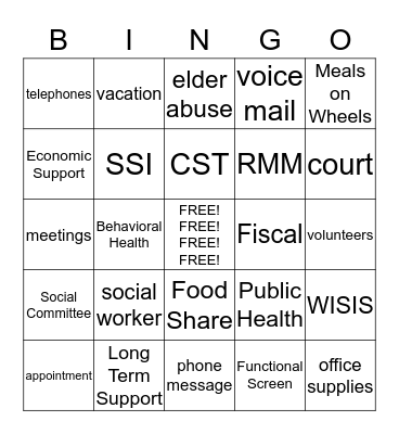 Social Bingo Card