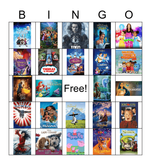 TV and Movie Bingo Card