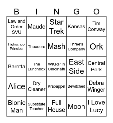 TV Trivia Bingo Card