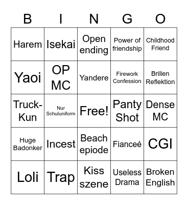 Animetrope Bino Bingo Card
