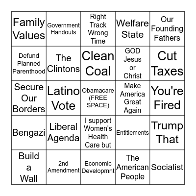 Republican Debate 2015 Bingo Card