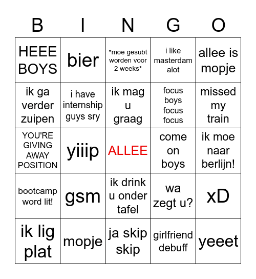 zenzor bingokaart Bingo Card