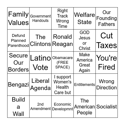 Republican Debate 2015 Bingo Card