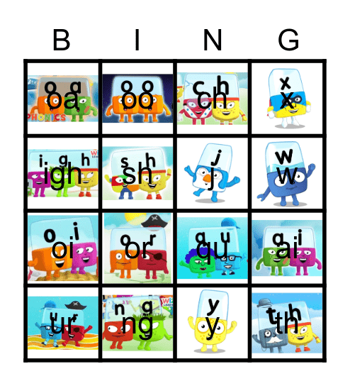 Alphablocks Bingo Phase 3 Bingo Card