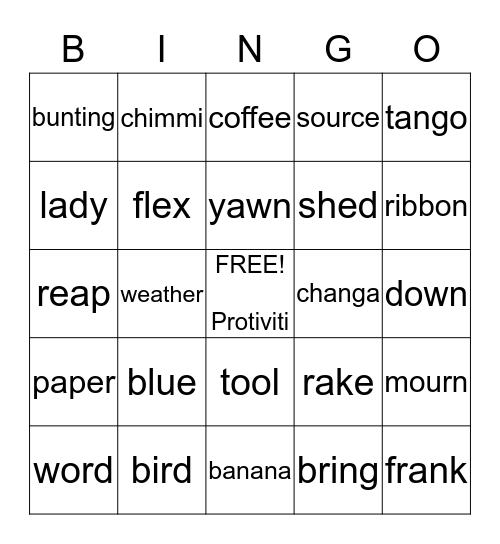 Protiviti Buzzword Bingo Card