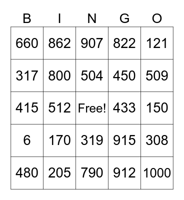 Spanish Numbers Bingo Card