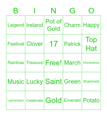 Saint Patrick's Day Bingo! Bingo Card