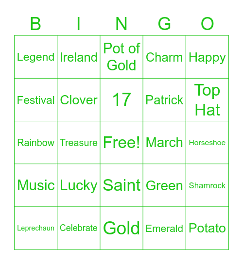 Saint Patrick's Day Bingo! Bingo Card