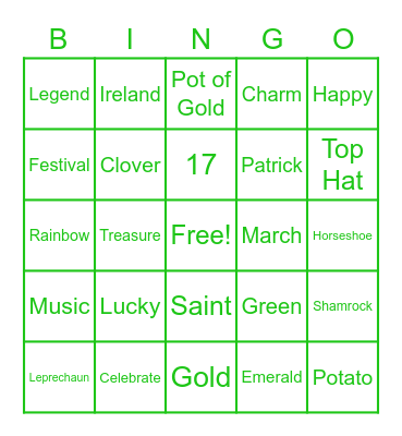 Saint Patrick's Day Bingo! Bingo Card