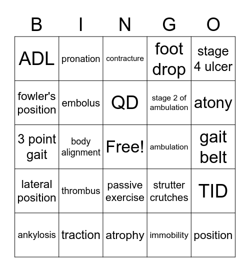 HST Theory Chapter 13 Assisting/Mobility Bingo Card