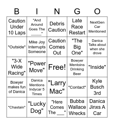 NASCAR Bingo 2022 Bingo Card