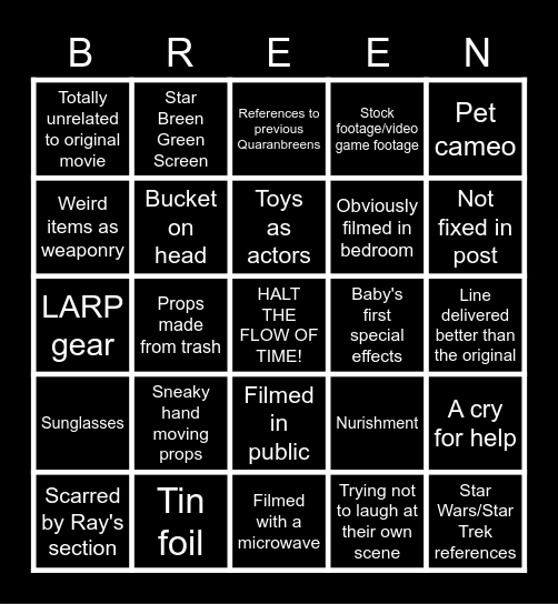 Breengo Bingo Card