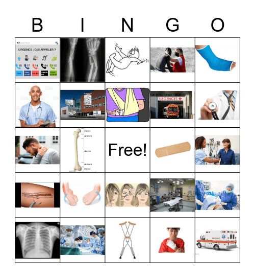 Un accident et l'hôpital Bingo Card