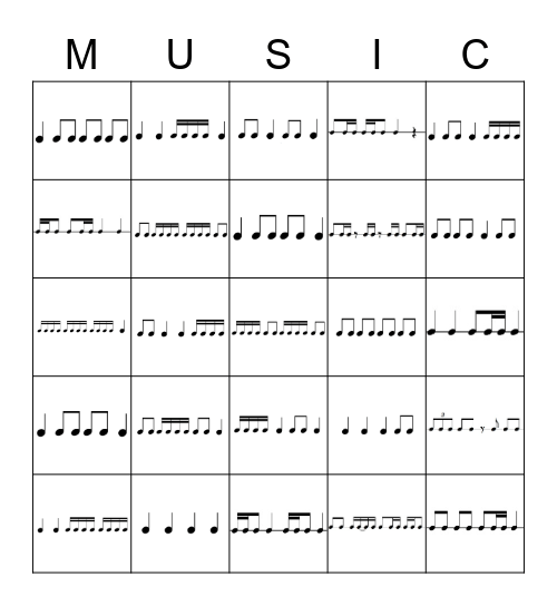Rhythm Bingo Card