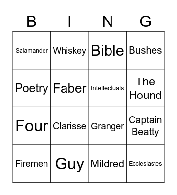 Fahrenheit 451 Book Review!!! Bingo Card