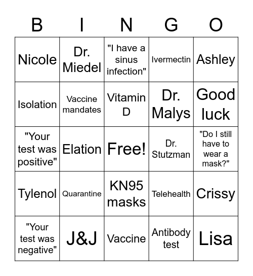 Buckeye COVID Bingo Card