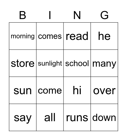 People Read & Good Morning Bingo Card