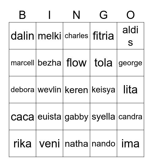 9A Bingo Card