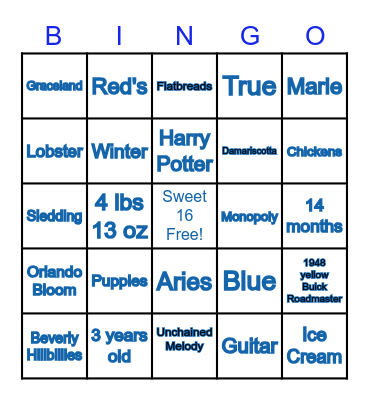 How well do you know our birthday girl? Bingo Card