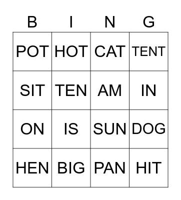 Jolly Phonics Group 1-3 Bingo Card