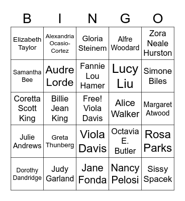 Women's History Month Bingo Card