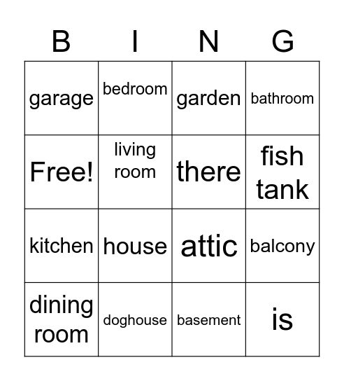 parts of the house Bingo Card