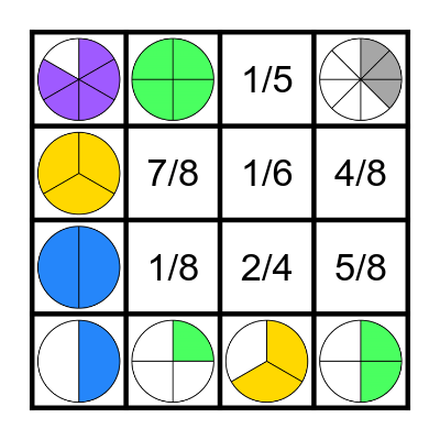 Fraction Circles Bingo Card